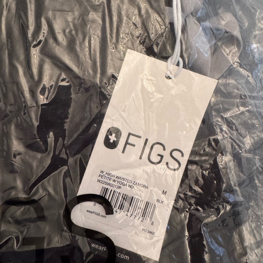 New FIGS High Waisted Zamora Scrub Pants Petite Medium Black NWT - Picture 3 of 4